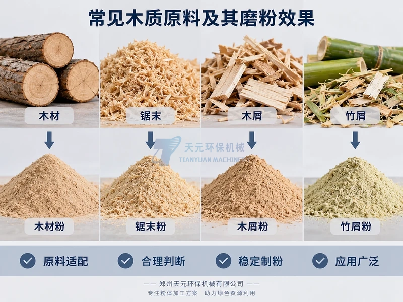 木材锯末木屑竹屑等常见木质原料与木粉加工形