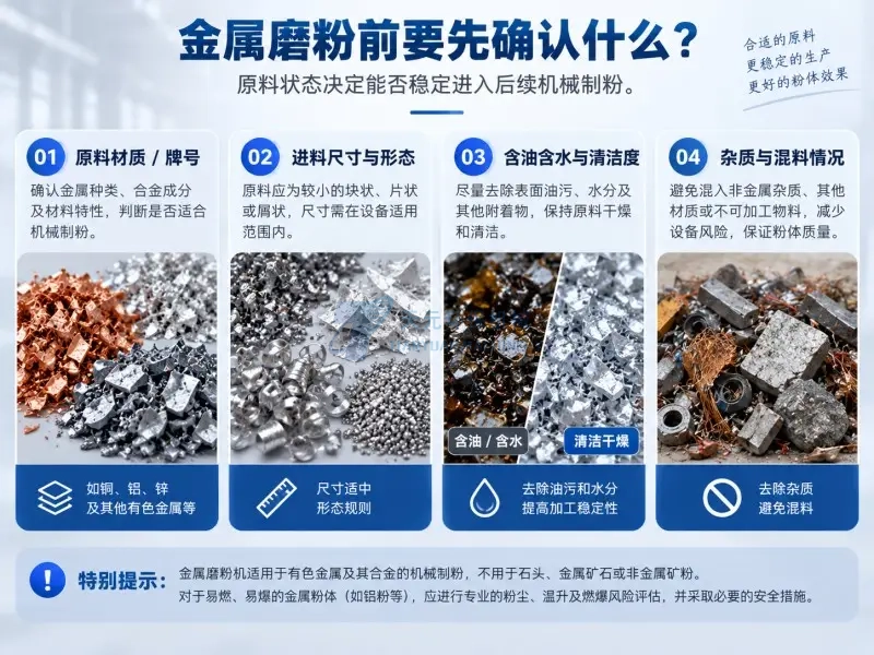 金属磨粉前需要确认材质尺寸油污水分和杂质情况